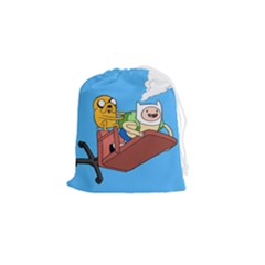 Cartoon Adventure Time Jake And Finn Drawstring Pouch (small) by Sarkoni