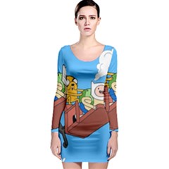 Cartoon Adventure Time Jake And Finn Long Sleeve Bodycon Dress