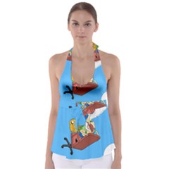 Cartoon Adventure Time Jake And Finn Tie Back Tankini Top