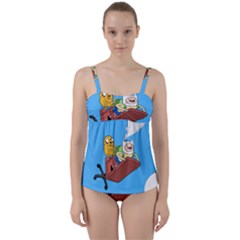 Cartoon Adventure Time Jake And Finn Twist Front Tankini Set by Sarkoni