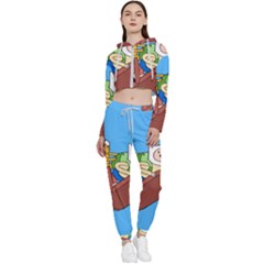 Cartoon Adventure Time Jake And Finn Cropped Zip Up Lounge Set