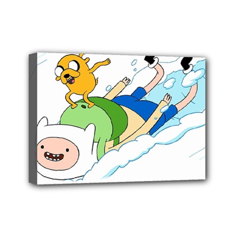 Adventure Time Finn And Jake Snow Mini Canvas 7  X 5  (stretched)
