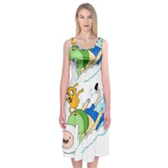 Adventure Time Finn And Jake Snow Midi Sleeveless Dress