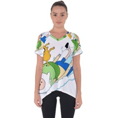 Adventure Time Finn And Jake Snow Cut Out Side Drop T-shirt