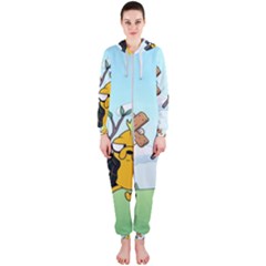 Adventure Time Finn And Jake Cartoon Network Parody Hooded Jumpsuit (ladies)