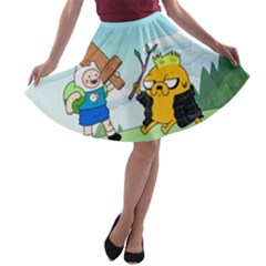 Adventure Time Finn And Jake Cartoon Network Parody A-line Skater Skirt