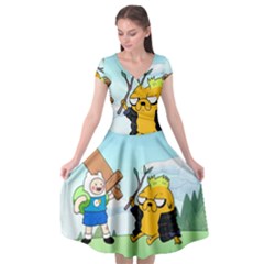 Adventure Time Finn And Jake Cartoon Network Parody Cap Sleeve Wrap Front Dress