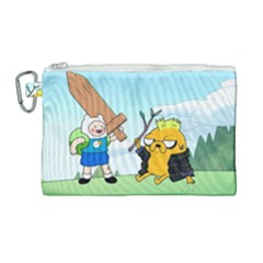 Adventure Time Finn And Jake Cartoon Network Parody Canvas Cosmetic Bag (large) by Sarkoni