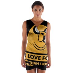 Adventure Time Jake  I Love Food Wrap Front Bodycon Dress