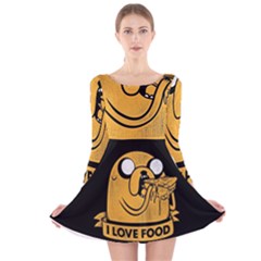 Adventure Time Jake  I Love Food Long Sleeve Velvet Skater Dress