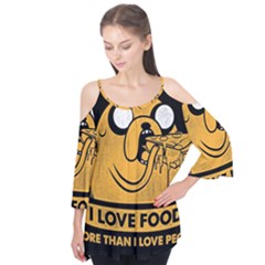 Adventure Time Jake  I Love Food Flutter Sleeve T-Shirt 