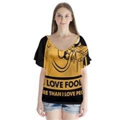 Adventure Time Jake  I Love Food V-Neck Flutter Sleeve Top