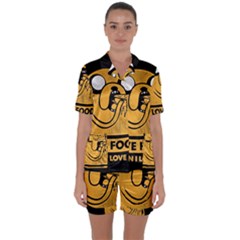 Adventure Time Jake  I Love Food Satin Short Sleeve Pajamas Set