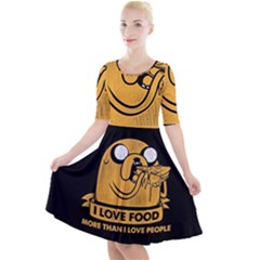 Adventure Time Jake  I Love Food Quarter Sleeve A-Line Dress
