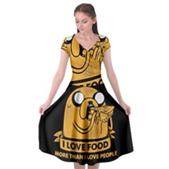 Adventure Time Jake  I Love Food Cap Sleeve Wrap Front Dress