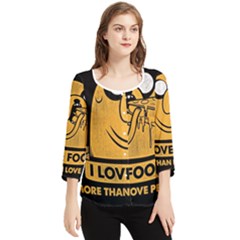 Adventure Time Jake  I Love Food Chiffon Quarter Sleeve Blouse