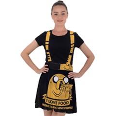 Adventure Time Jake  I Love Food Velvet Suspender Skater Skirt
