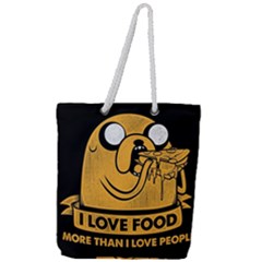 Adventure Time Jake  I Love Food Full Print Rope Handle Tote (large) by Sarkoni