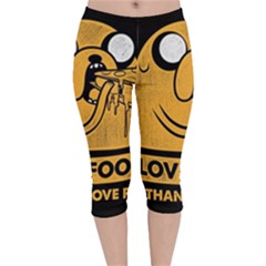 Adventure Time Jake  I Love Food Velvet Capri Leggings 