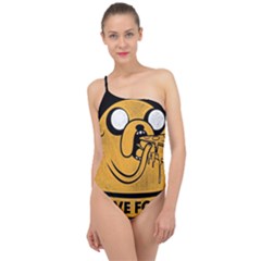 Adventure Time Jake  I Love Food Classic One Shoulder Swimsuit