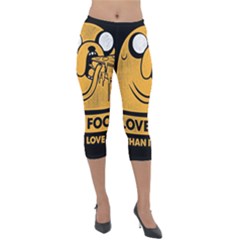 Adventure Time Jake  I Love Food Lightweight Velour Capri Leggings 