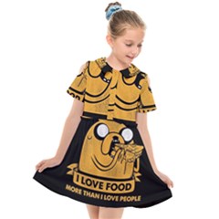 Adventure Time Jake  I Love Food Kids  Short Sleeve Shirt Dress