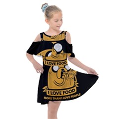 Adventure Time Jake  I Love Food Kids  Shoulder Cutout Chiffon Dress