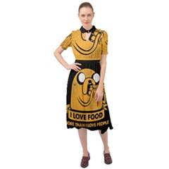 Adventure Time Jake  I Love Food Keyhole Neckline Chiffon Dress