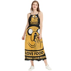 Adventure Time Jake  I Love Food Boho Sleeveless Summer Dress