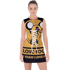 Adventure Time Jake  I Love Food Lace Up Front Bodycon Dress