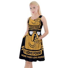 Adventure Time Jake  I Love Food Knee Length Skater Dress With Pockets