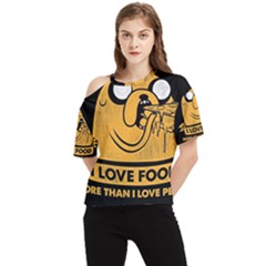 Adventure Time Jake  I Love Food One Shoulder Cut Out T-Shirt