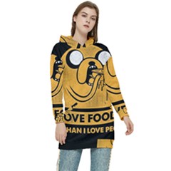 Adventure Time Jake  I Love Food Women s Long Oversized Pullover Hoodie