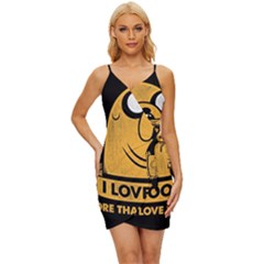 Adventure Time Jake  I Love Food Wrap Tie Front Dress