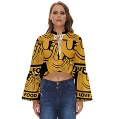 Adventure Time Jake  I Love Food Boho Long Bell Sleeve Top