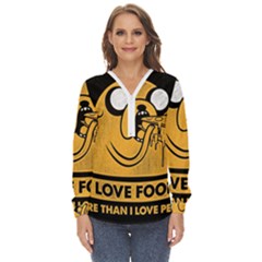 Adventure Time Jake  I Love Food Zip Up Long Sleeve Blouse