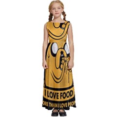 Adventure Time Jake  I Love Food Kids  Satin Sleeveless Maxi Dress