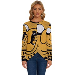 Adventure Time Jake  I Love Food Long Sleeve Crew Neck Pullover Top