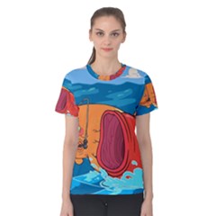 Adventure Time Fish Landscape Women s Cotton T-shirt