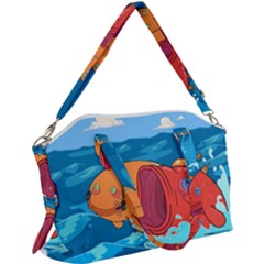 Adventure Time Fish Landscape Canvas Crossbody Bag