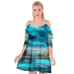 Artistic Fantasy Psychedelic Cutout Spaghetti Strap Chiffon Dress