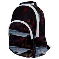 Artistic Creepy Dark Evil Fantasy Halloween Horror Psychedelic Scary Spooky Rounded Multi Pocket Backpack by Sarkoni