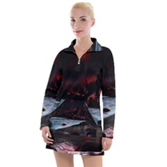 Artistic Creepy Dark Evil Fantasy Halloween Horror Psychedelic Scary Spooky Women s Long Sleeve Casual Dress