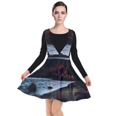 Artistic Creepy Dark Evil Fantasy Halloween Horror Psychedelic Scary Spooky Plunge Pinafore Dress by Sarkoni