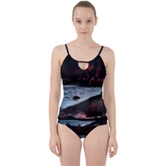 Artistic Creepy Dark Evil Fantasy Halloween Horror Psychedelic Scary Spooky Cut Out Top Tankini Set