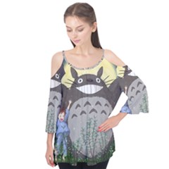 Illustration Anime Cartoon My Neighbor Totoro Flutter Sleeve T-shirt 