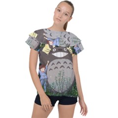 Illustration Anime Cartoon My Neighbor Totoro Ruffle Collar Chiffon Blouse