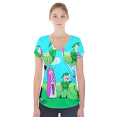 Adventure Time The Legend Of Zelda Parody Short Sleeve Front Detail Top