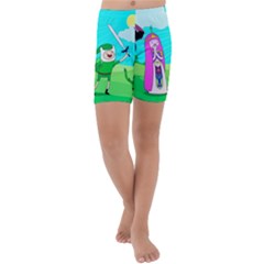 Adventure Time The Legend Of Zelda Parody Kids  Lightweight Velour Capri Yoga Leggings by Sarkoni