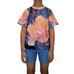 Abstract Art Artistic Bright Colors Contrast Flower Nature Petals Psychedelic Kids  Short Sleeve Swimwear